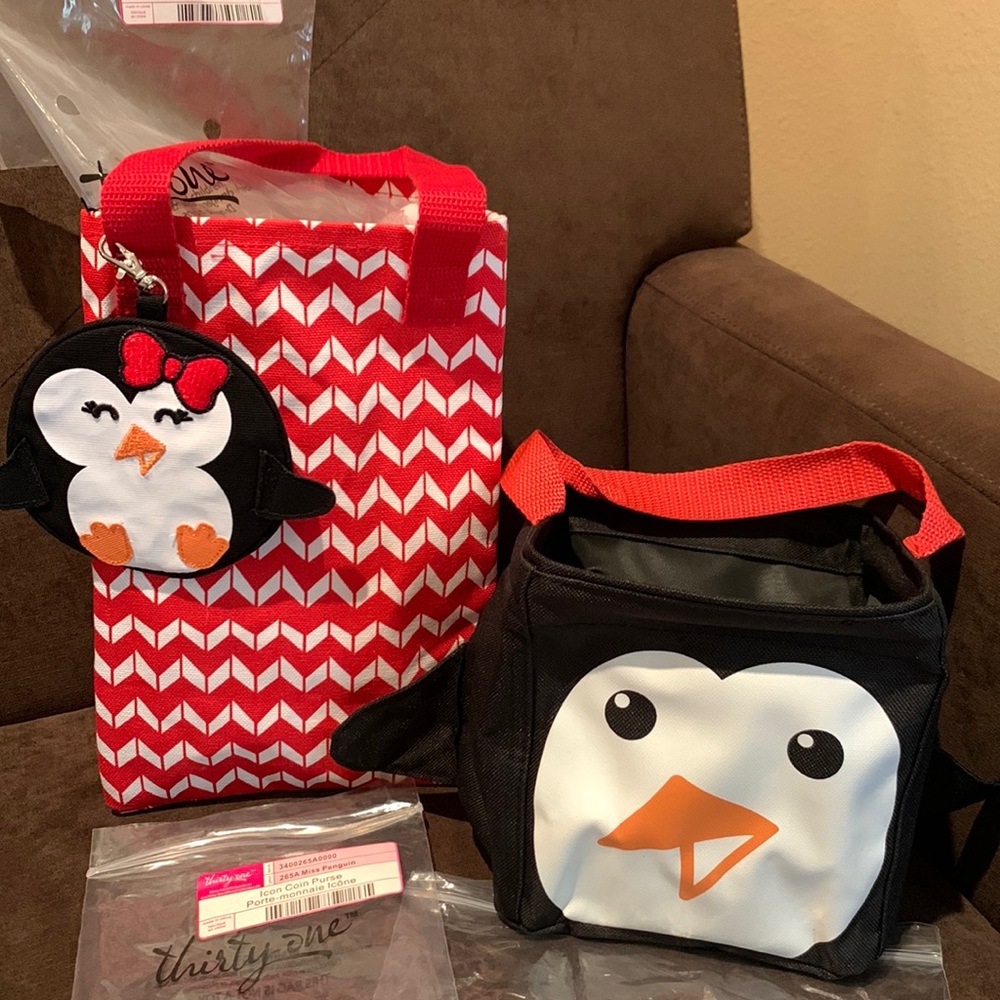 Thirty one 31 penguin pal bundle with twice as nice tote littles caddy &coin NIP
